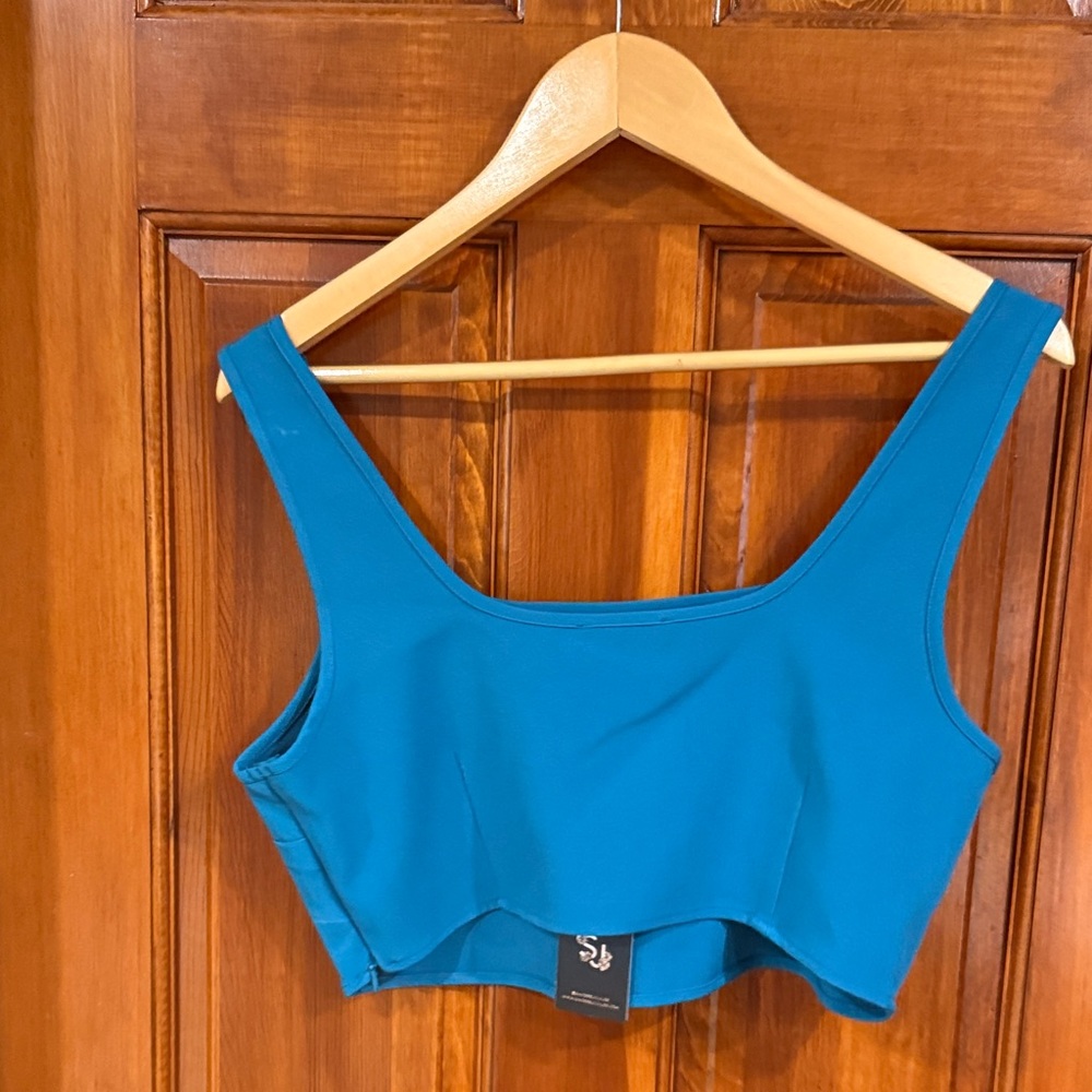 Sincerely Jules Teal Wide-Leg Pants & Cropped Tank Set - Picture 5 of 8